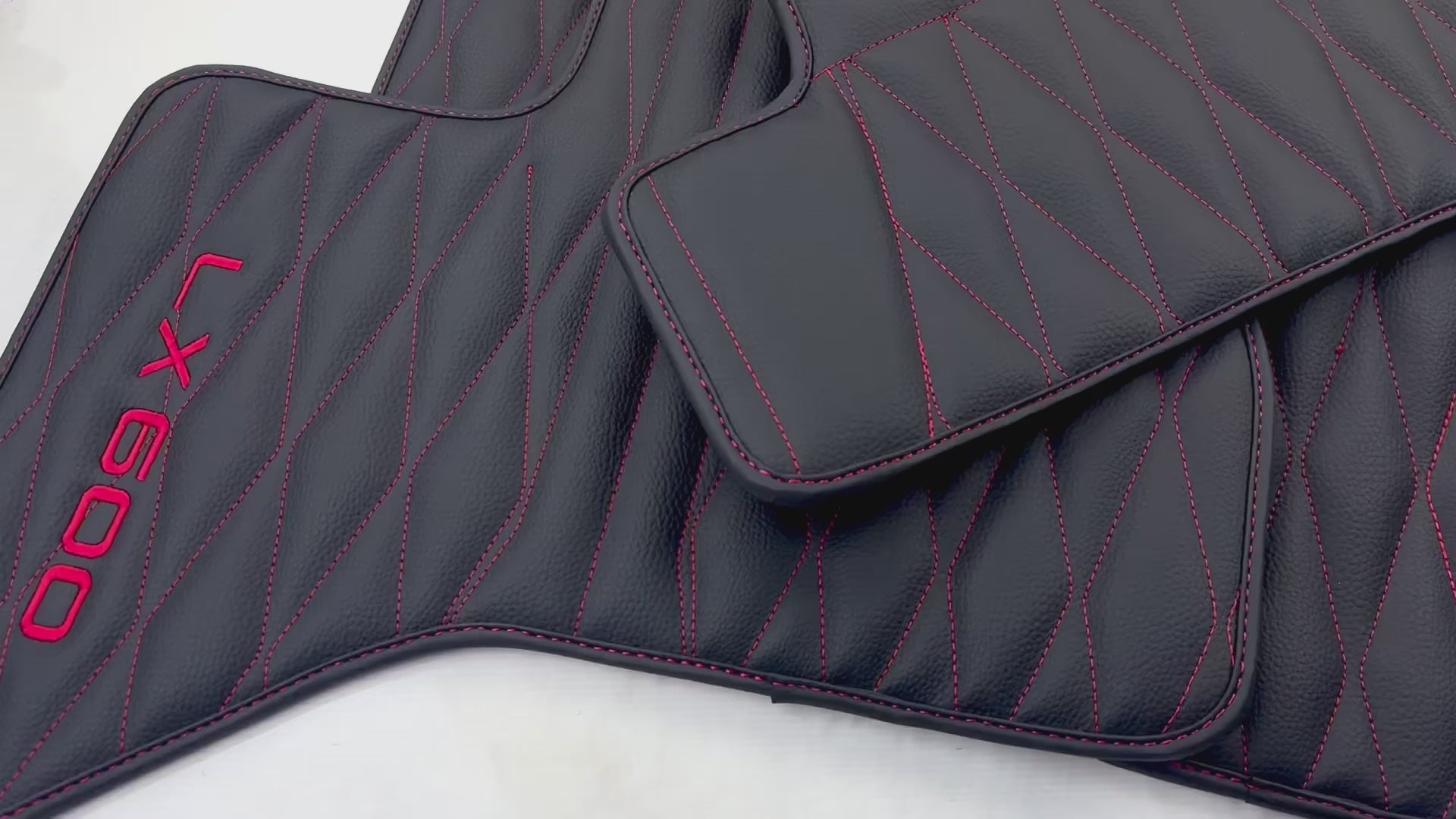 Leather Floor Mats for Lexus LX 600 (2022-2024) with Red Stitching - AutoWin.EU