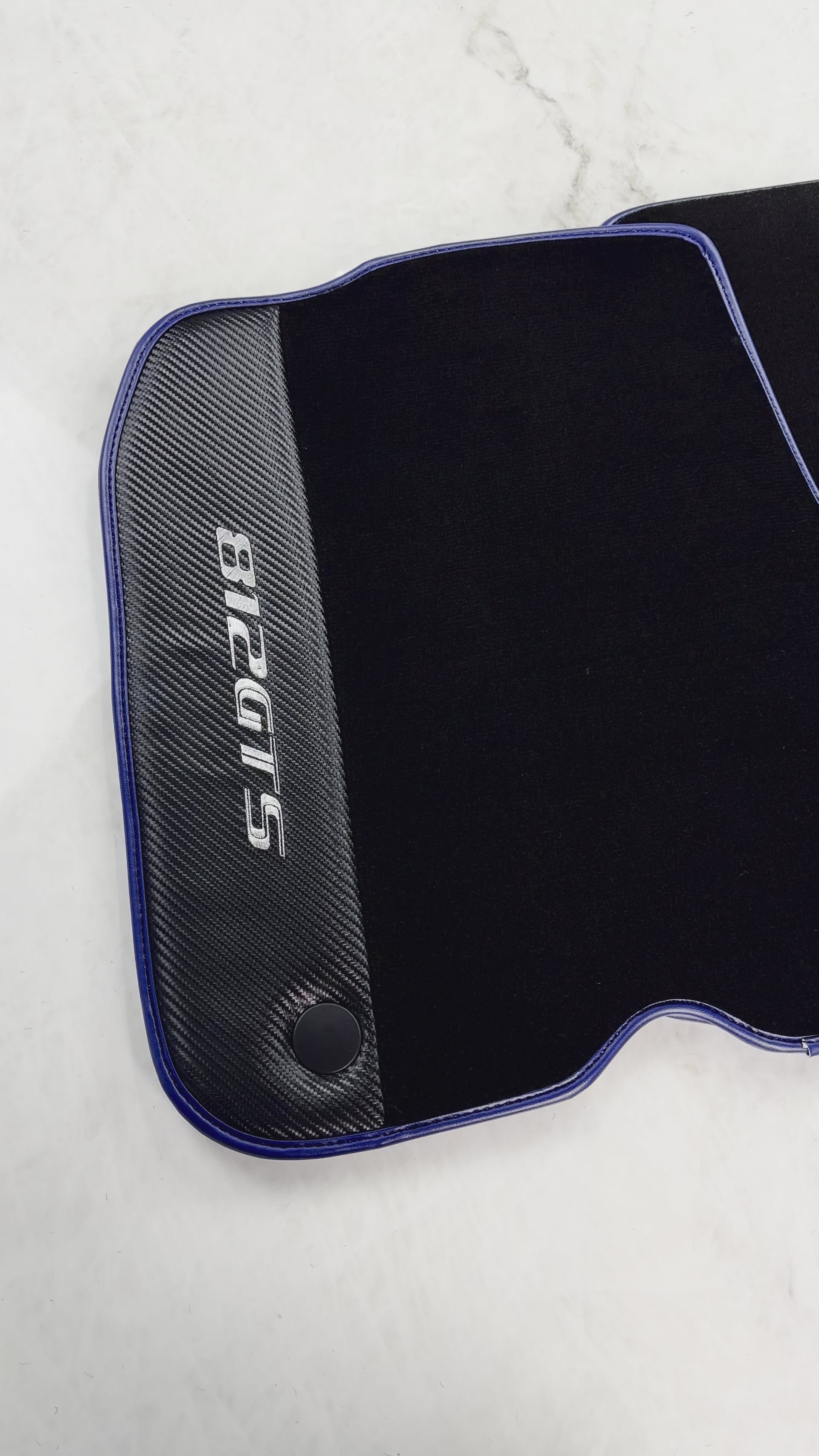 Black Floor Mats for Ferrari 812 GTS (2019-2023) with Carbon Leather - AutoWin