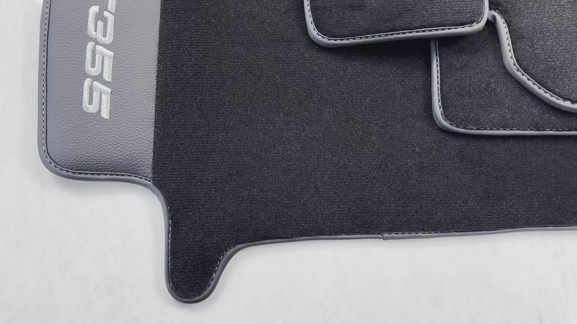 Black Floor Mats For Ferrari F355 1994-1999 With Leather - AutoWin