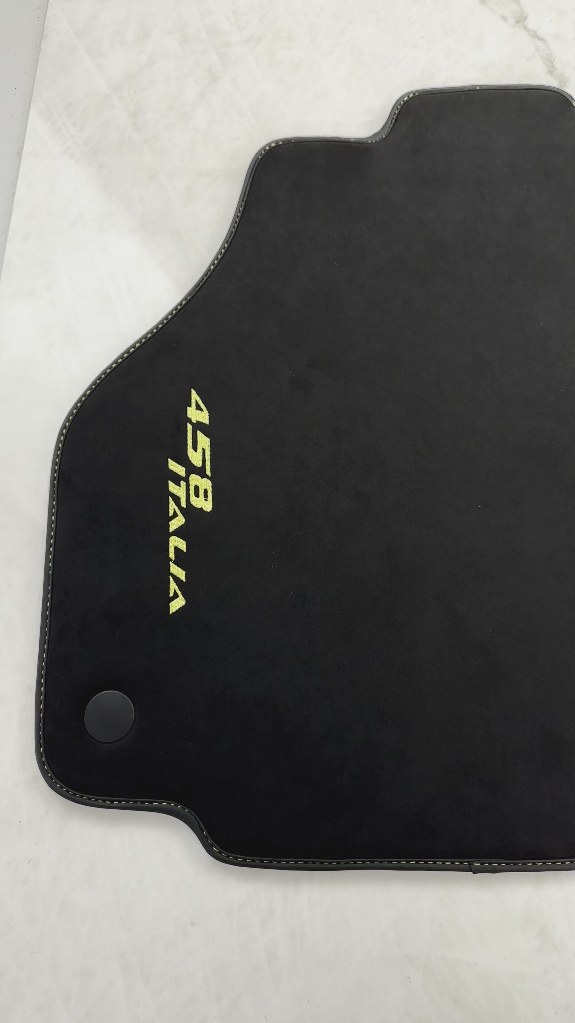 Alcantara Black Floor Mats For Ferrari 458 Italia (2009-2015) Yellow - AutoWin