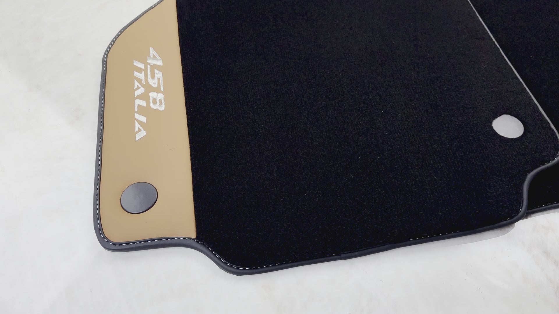 Black Floor Mats for Ferrari 458 Italia (2009-2015) with Cuoio Nappa Leather - AutoWin