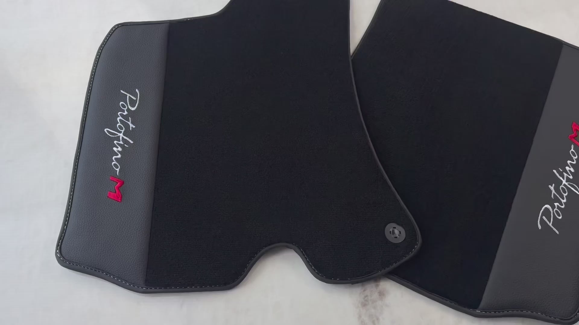 Black Floor Mats for Ferrari Portofino M (2018-2023) with Leather - AutoWin