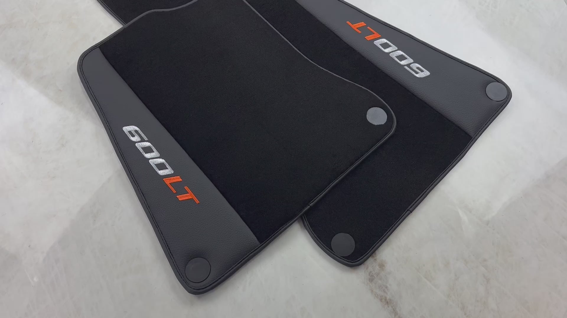 Black Floor Mats for McLaren 600 LT (2018-2020) With Leather - AutoWin