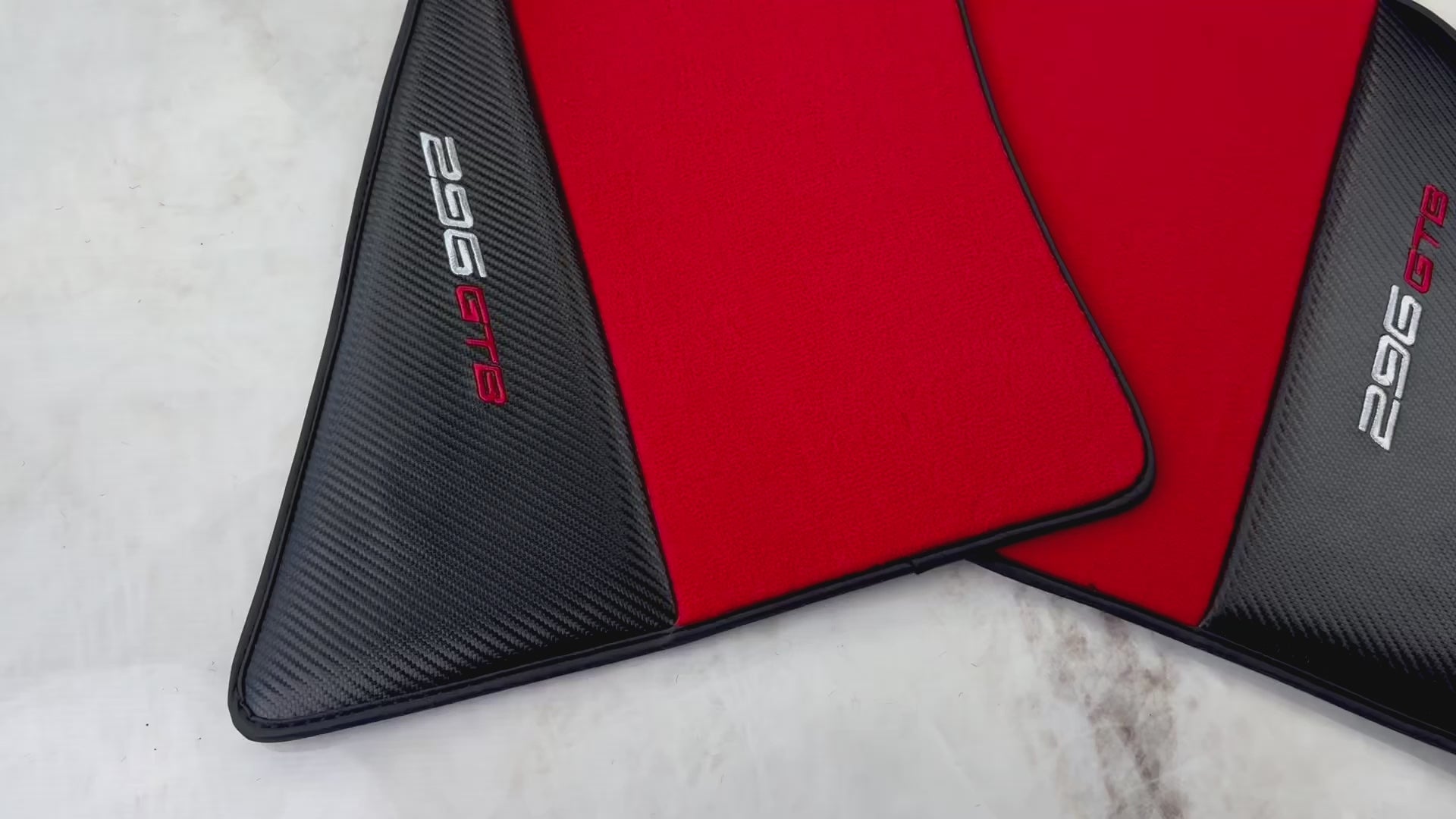 Red Floor Mats for Ferrari 296 GTB (2022-2025) with Carbon Fiber - AutoWin