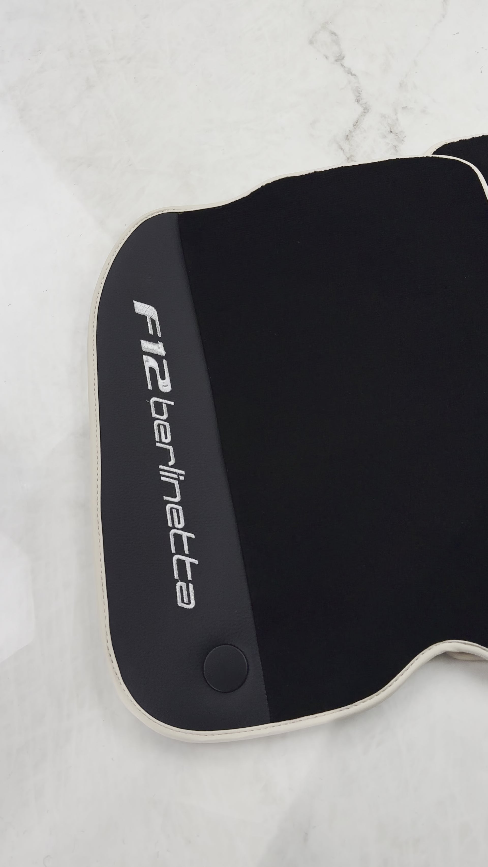 Black Floor Mats for Ferrari F12 Berlinetta (2012-2022) with Leather - AutoWin