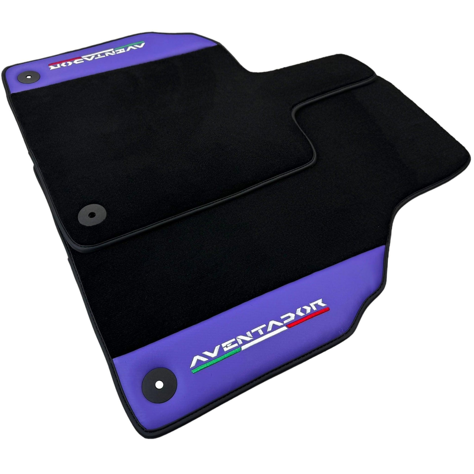 Purple Leather Black Floor Mats for Lamborghini Aventador | Black Trim - AutoWin