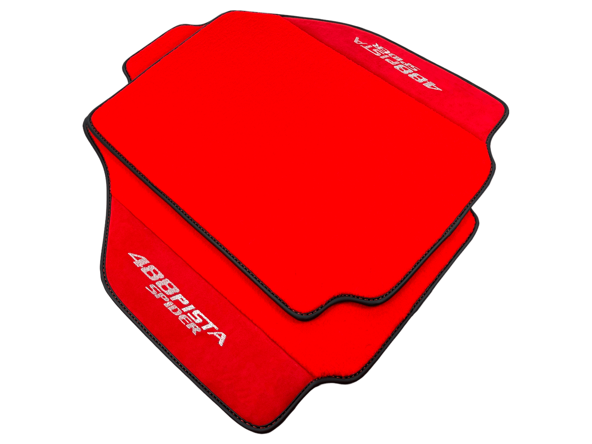 Red Floor Mats For Ferrari 488 Pista Spider 2019-2021 With Red Alcantara Leather