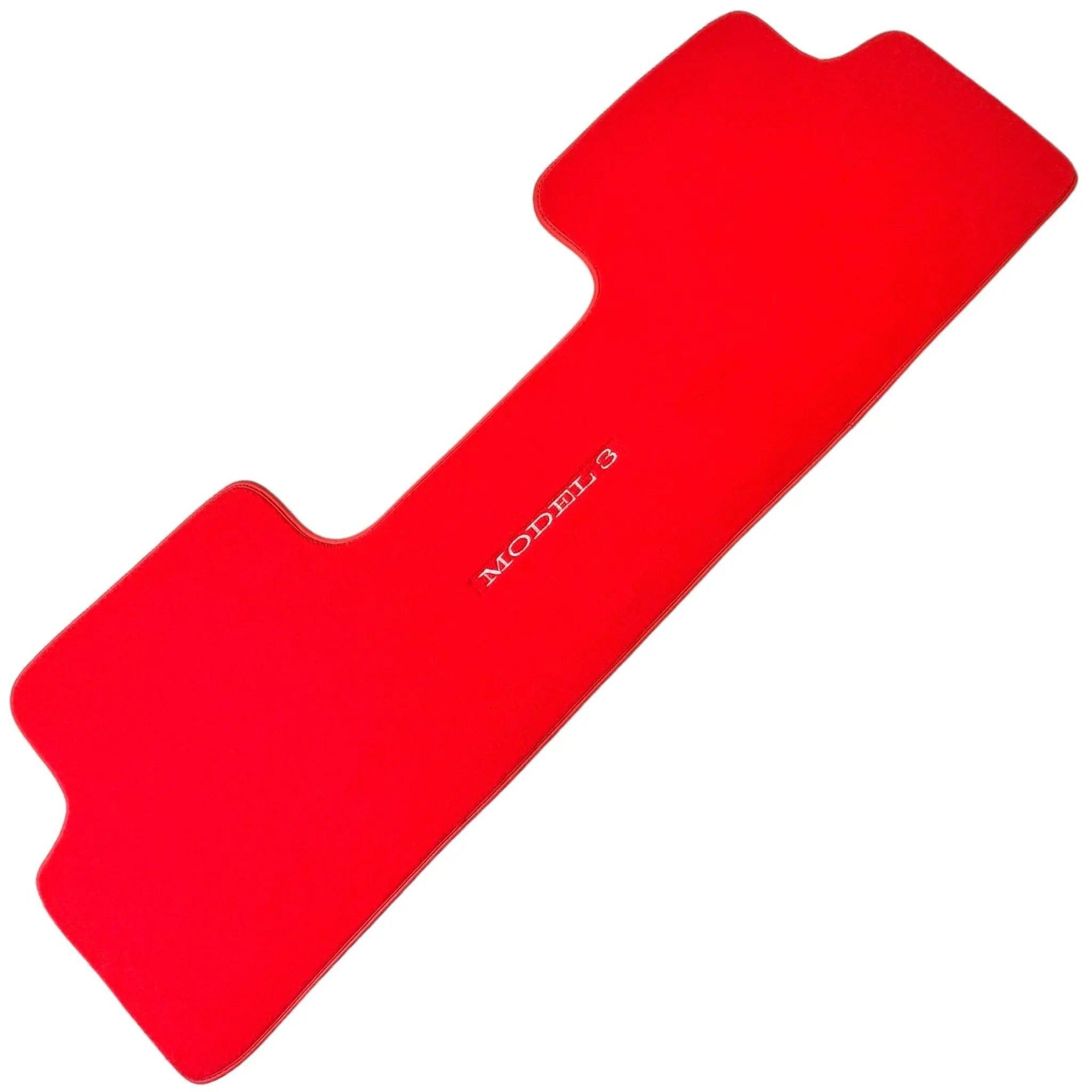 Red Floor Mats for Tesla Model 3 (2017-2023) with Red Trim - AutoWin