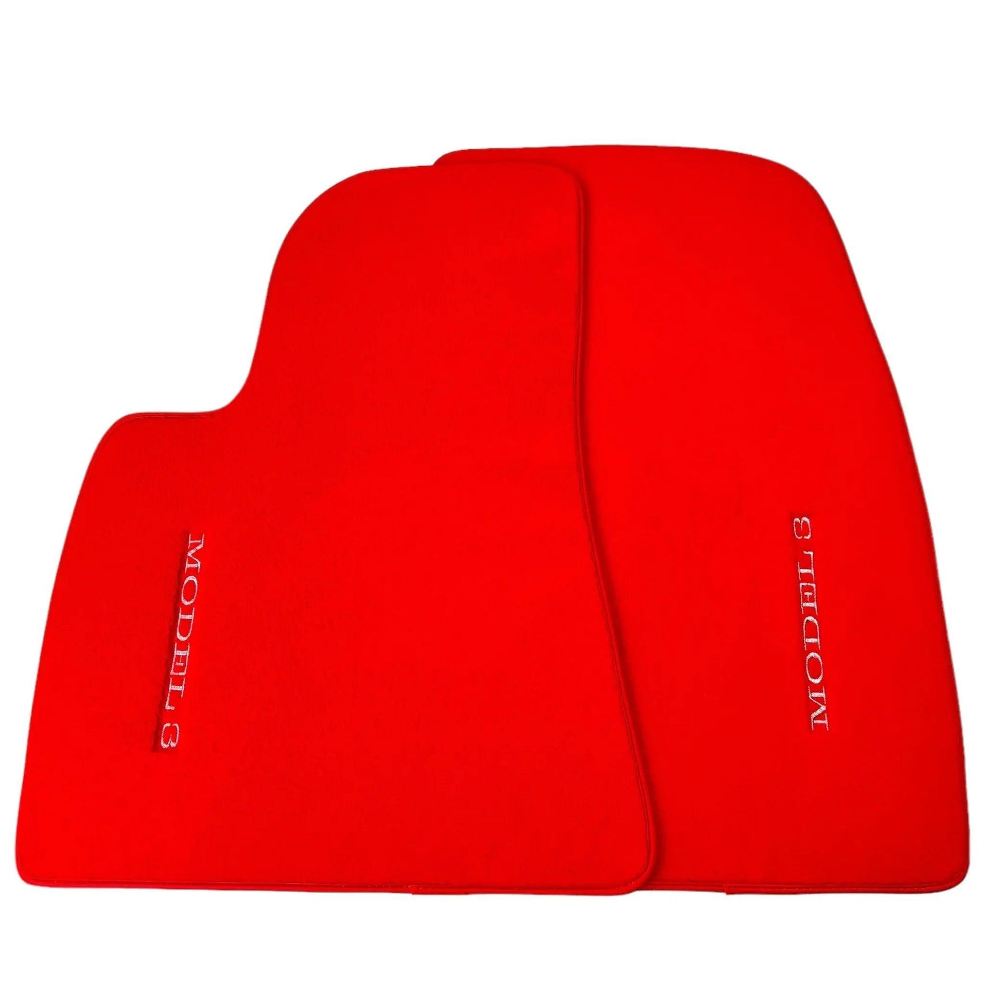 Red Floor Mats for Tesla Model 3 (2017-2023) with Red Trim - AutoWin