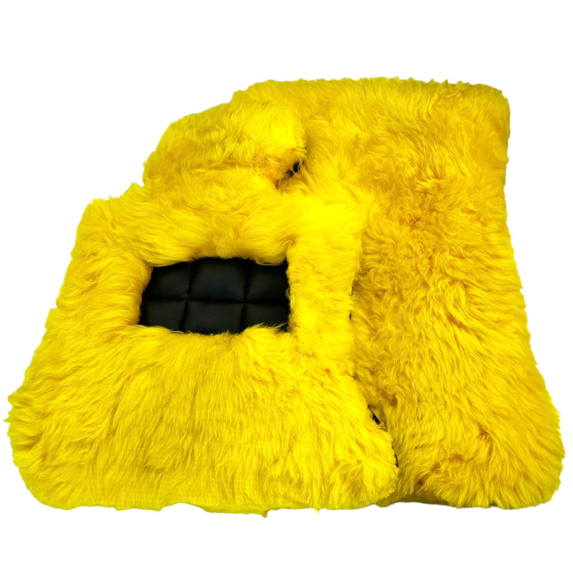 Yellow Sheepskin Floor Mats for Rolls Royce Wraith (2013–2023) ER56 Design Brand - AutoWin