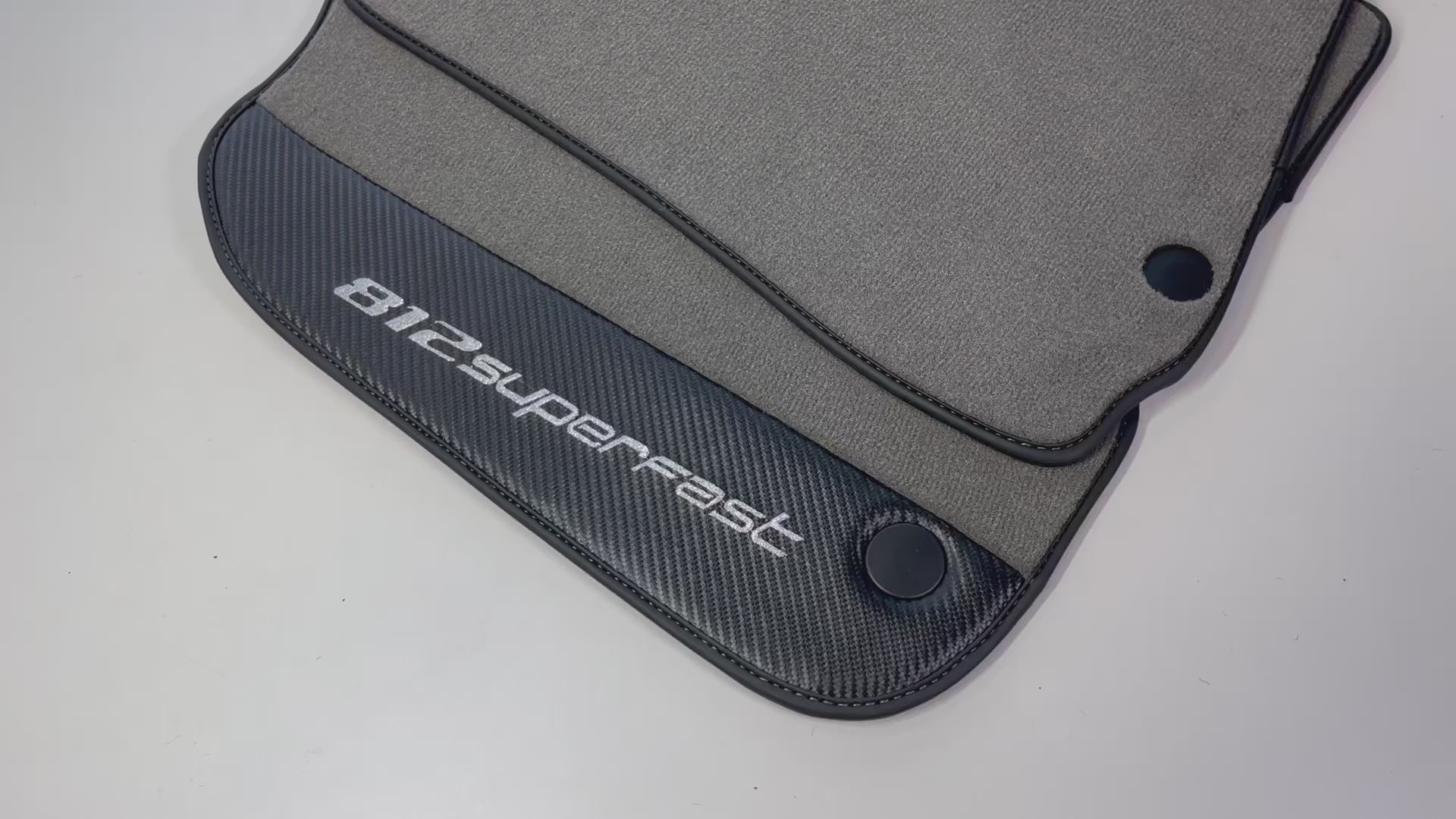 Gray Floor Mats For Ferrari 812 Superfast With Carbon Fiber Leather - AutoWin