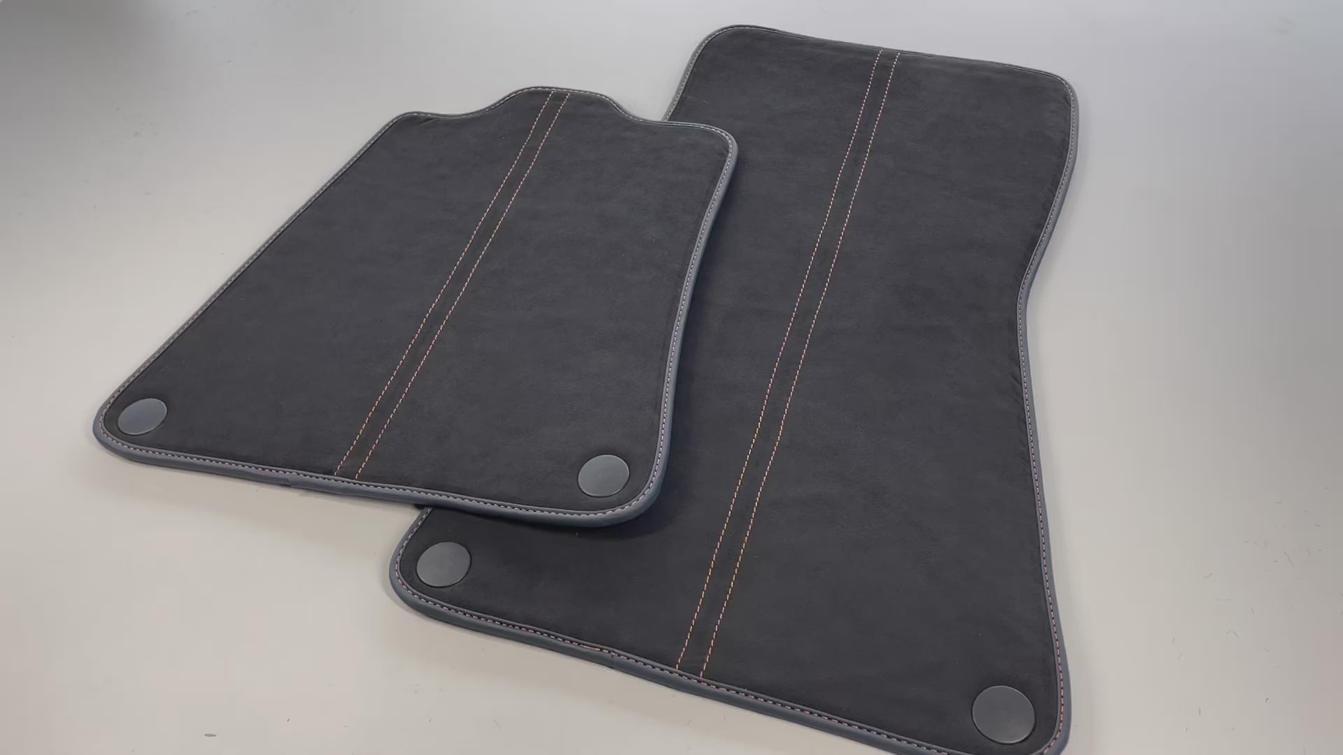 Floor Mats For McLaren 720S Alcantara Black Tailored Carpets With Orange Sewing - AutoWin