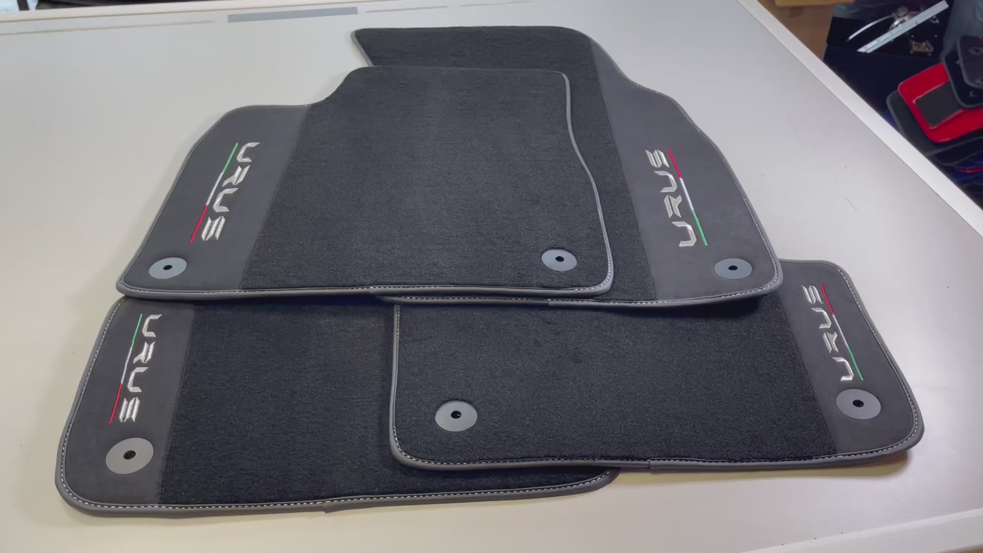 Black Floor Mats For Lamborghini Urus With Alcantara Leather - AutoWin.EU
