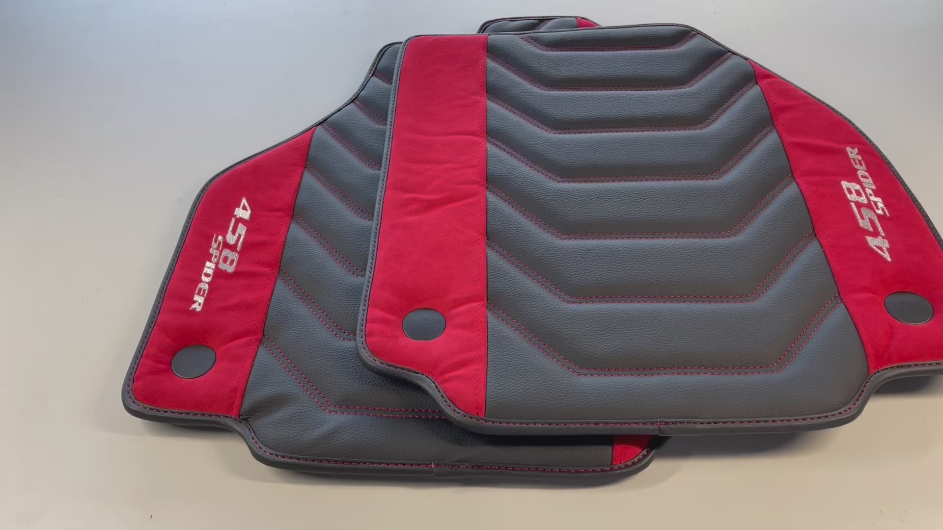 Floor Mats For Ferrari 458 Spider 2012-2015 Leather With Red Alcantara - AutoWin