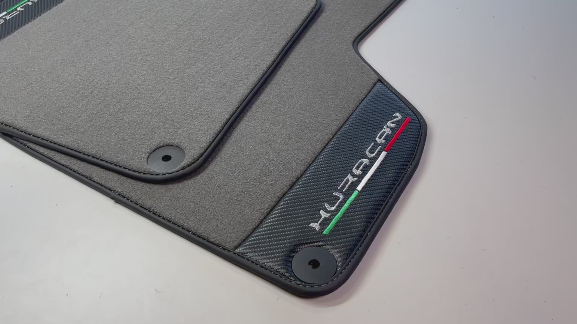 Gray Floor Mats for Lamborghini Huracan With Carbon Fiber Leather - AutoWin.EU