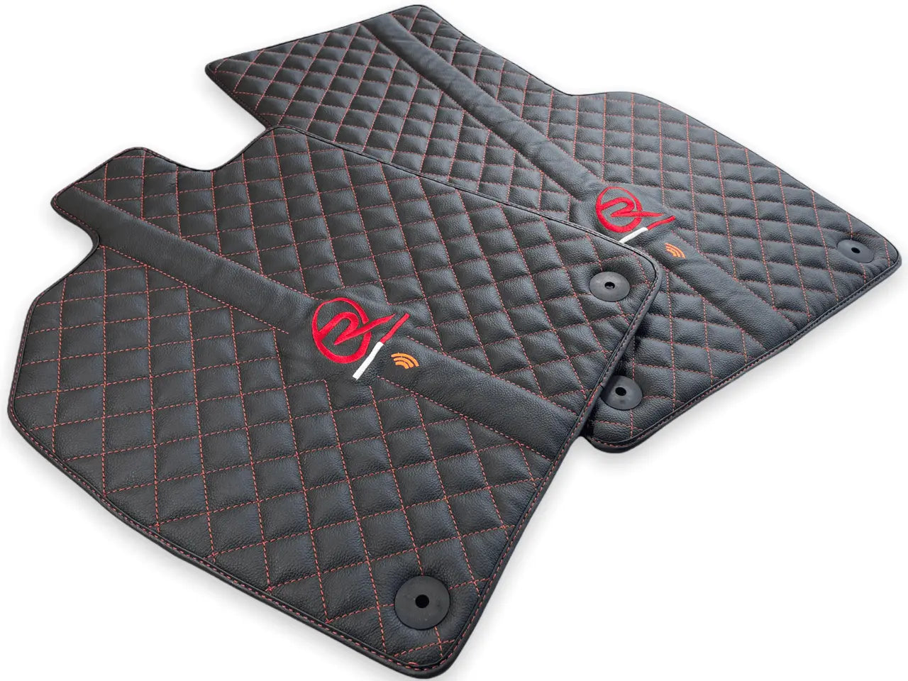 Black Leather Floor Mats for Audi R8 2015-2023 - AutoWin