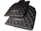 Floor Mats for Lamborghini Aventador Carbon Fiber Leather Red Stitching - AutoWin