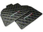 Floor Mats for Lamborghini Aventador Carbon Fiber Leather Yellow Stitching - AutoWin