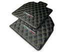 Floor Mats for Lamborghini Aventador Carbon Fiber Leather Yellow Stitching - AutoWin