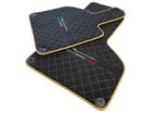 Floor Mats for Lamborghini Huracan Perfomante Alcantara Leather Gold Trim - AutoWin