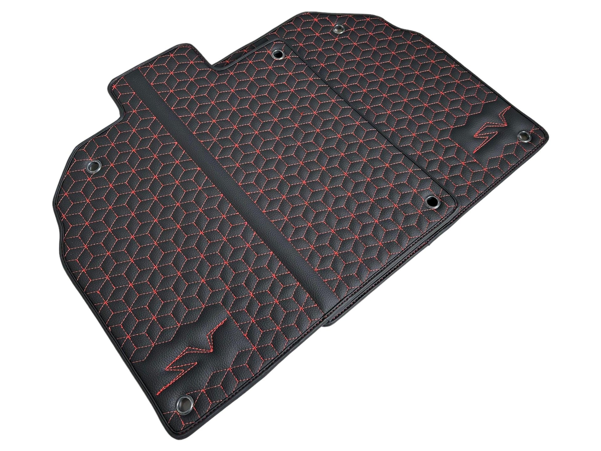 Leather Floor Mats for Lamborghini Aventador SV | Red Stitching - AutoWin