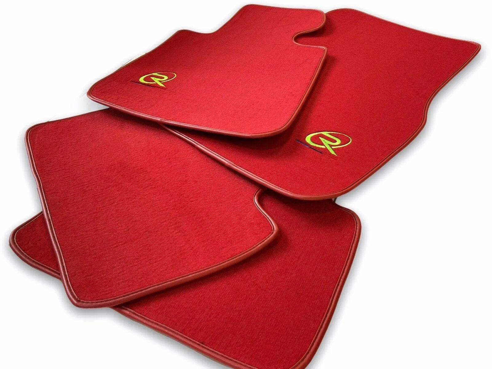Red Floor Mats For BMW X6 Series F16 ROVBUT Brand Tailored Set Perfect Fit Green SNIP Collection - AutoWin