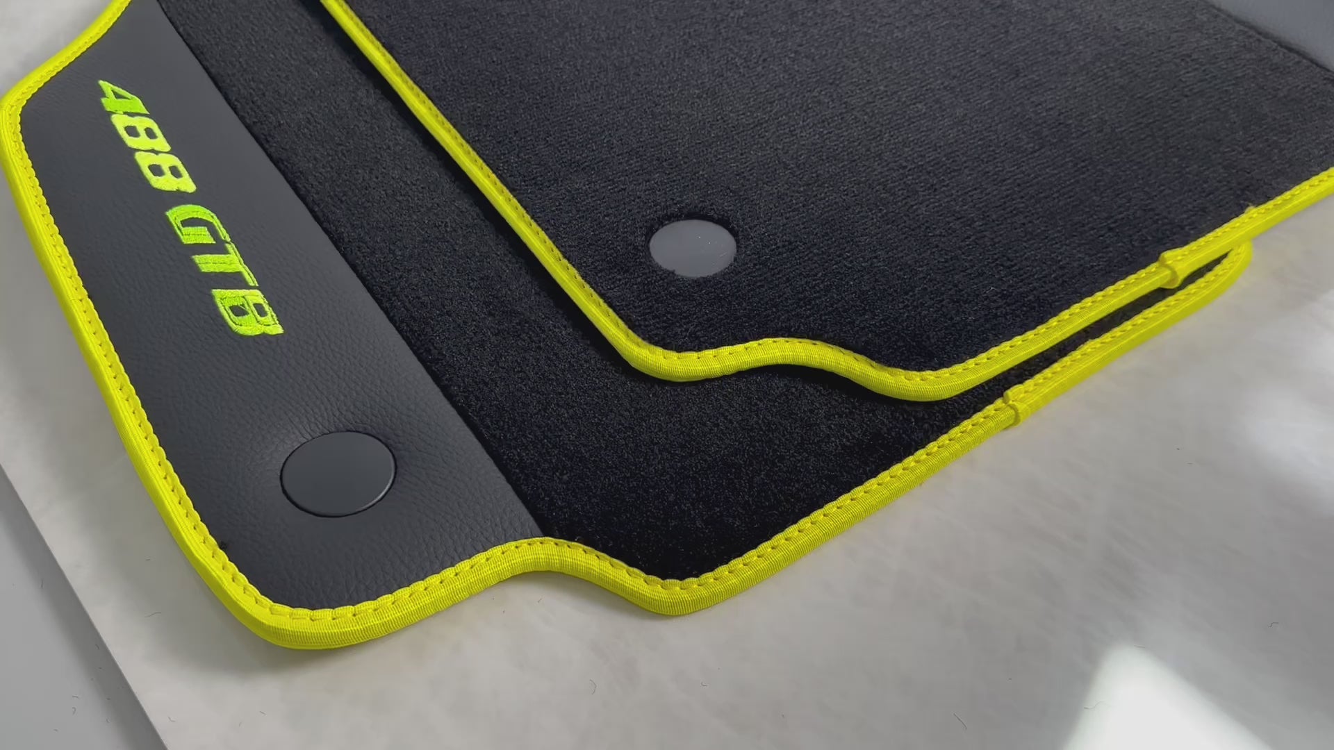 Floor Mats For Ferrari 488 GTB 2015-2022 Carpet With Leather - AutoWin