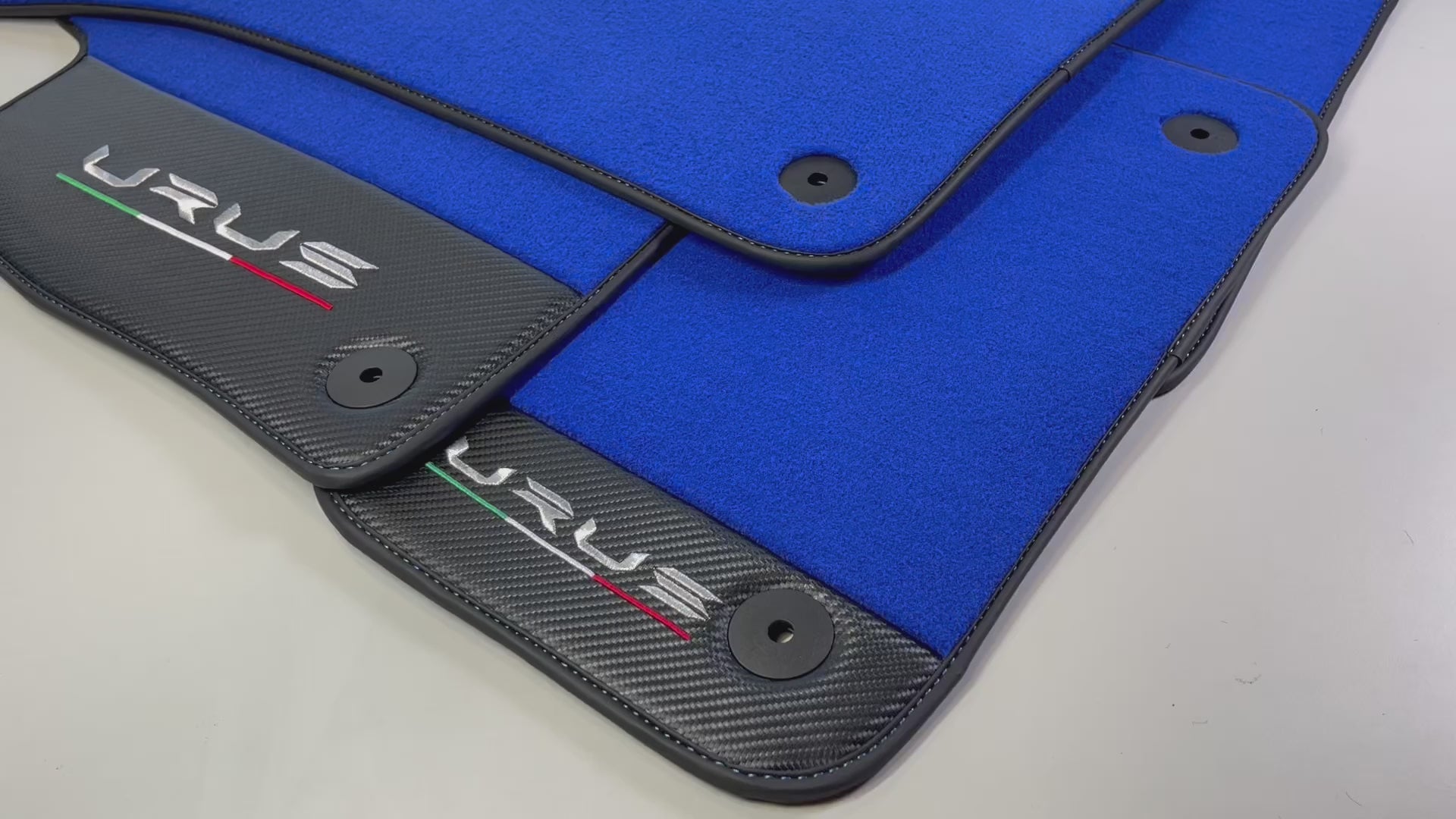 Blue Floor Mats For Lamborghini Urus With Carbon Leather - AutoWin.EU