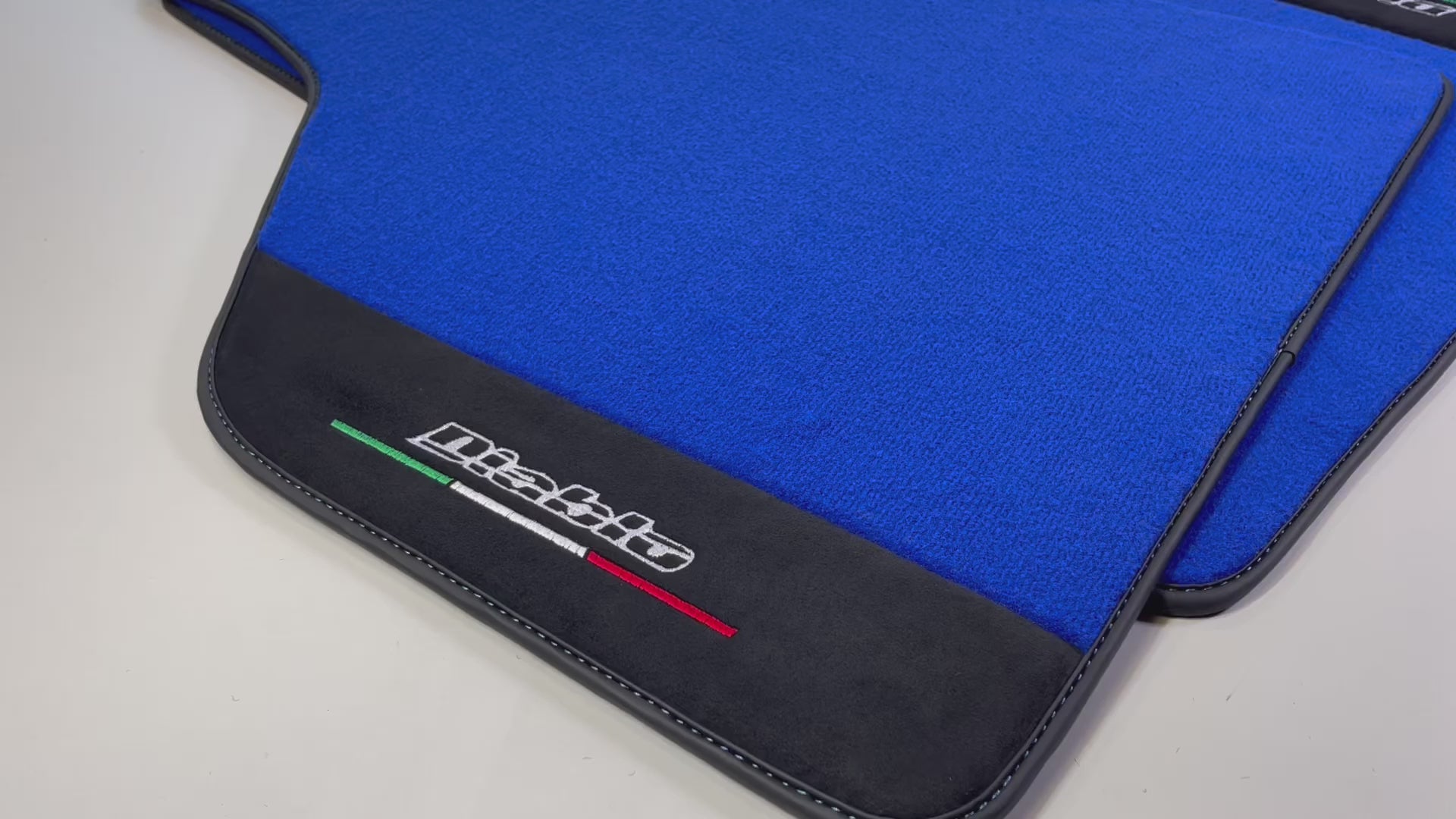 Blue Floor Mats for Lamborghini Diablo 1990-2001 With Alcantara Leather - AutoWin.EU