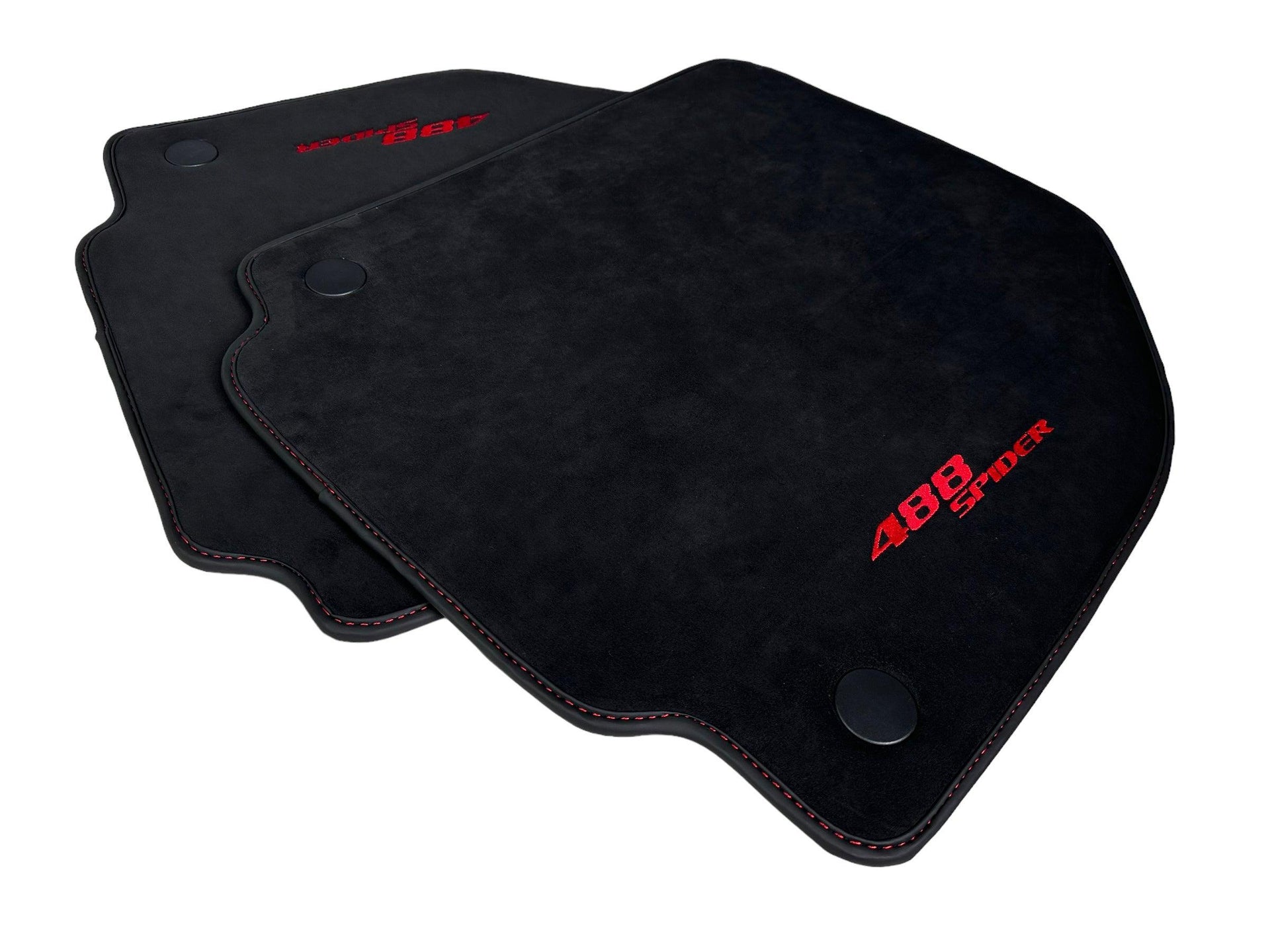 Alcantara Floor Mats for Ferrari 488 Spider 2016-2022 Red Sewing - AutoWin