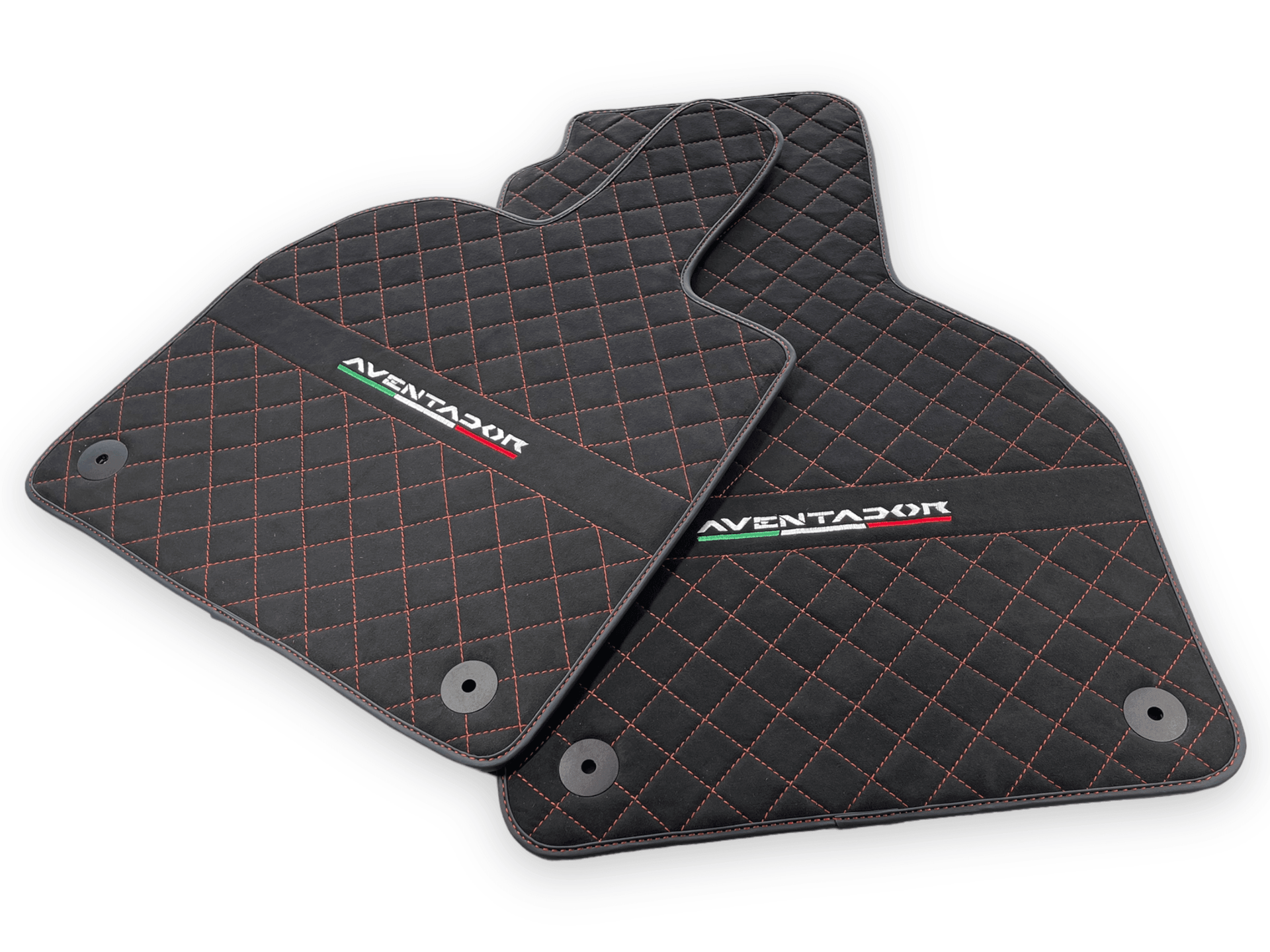 Alcantara Leather Floor Mats For Lamborghini Aventador | Red Stitching - AutoWin