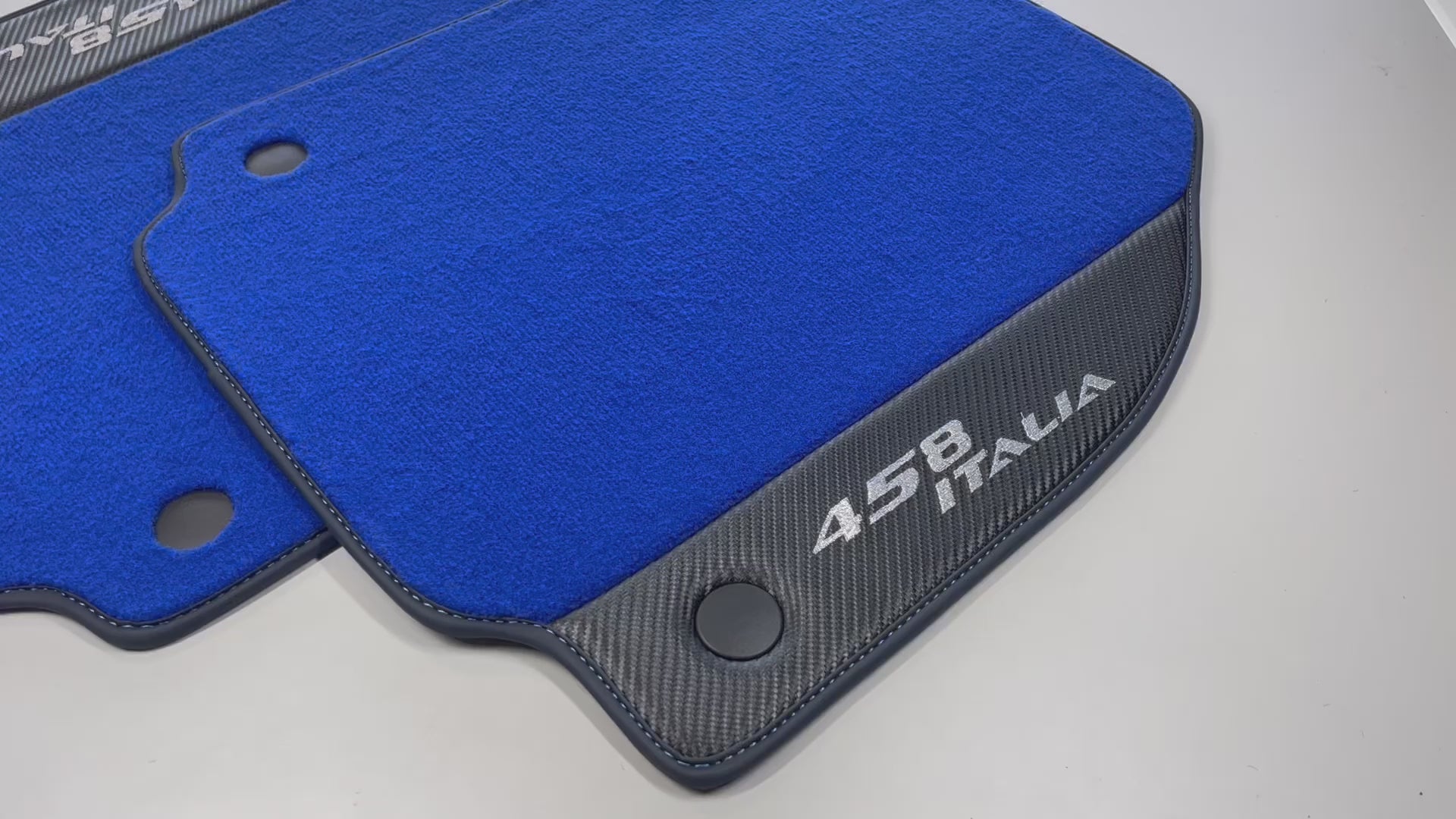 Blue Floor Mats For Ferrari 458 Italia 2009-2015 Carbon Fiber Leather - AutoWin