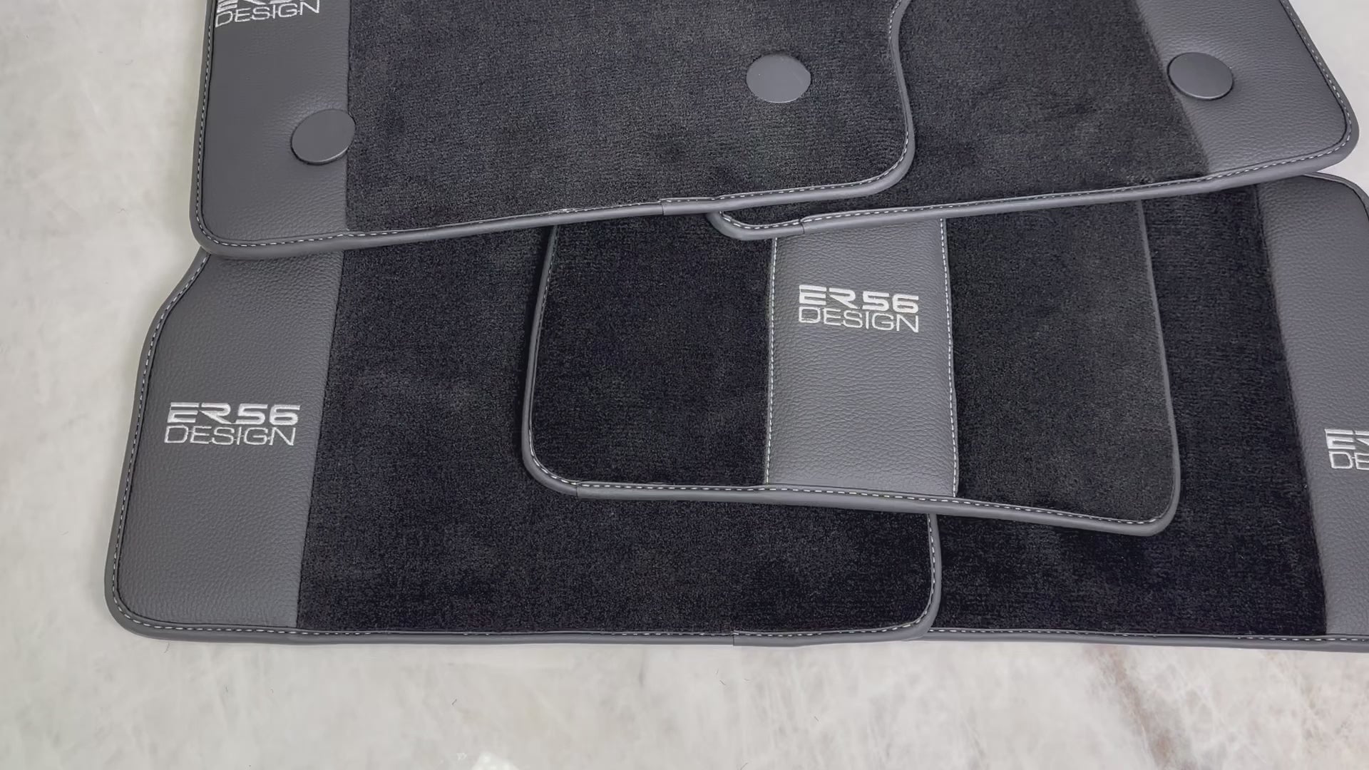 Black Floor Mats For Mercedes-Benz G Class 2019-2022 W463 With Leather Borders ER56 Design - ER56 Design