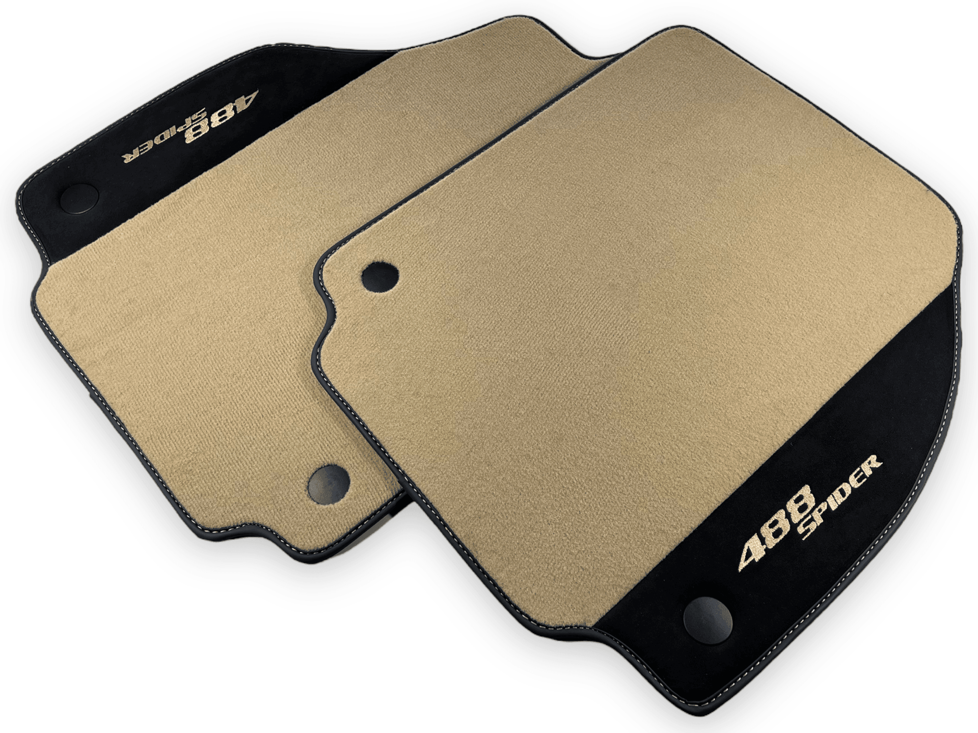 Beige Floor Mats For Ferrari 488 Spider 2015-2022 With Alcantara Leather - AutoWin