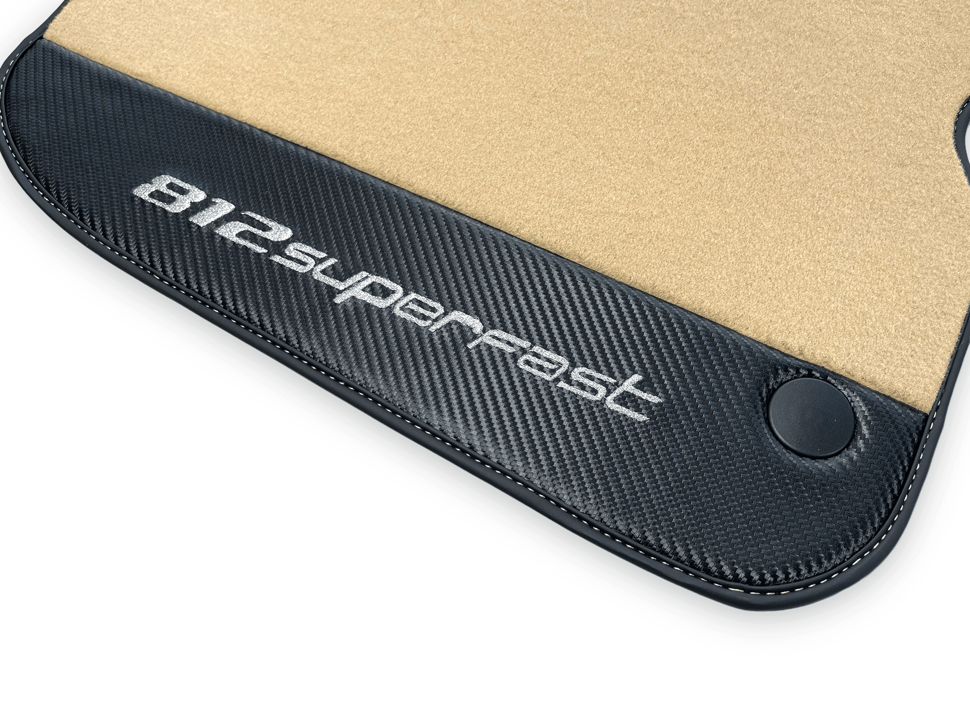 Beige Floor Mats For Ferrari 812 Superfast With Carbon Fiber Leather - AutoWin