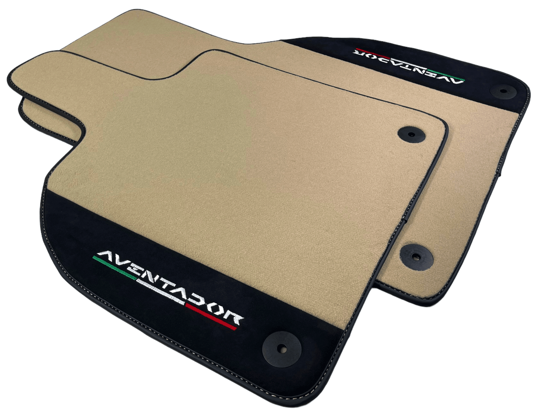 Beige Floor Mats for Lamborghini Aventador With Alcantara Leather - AutoWin