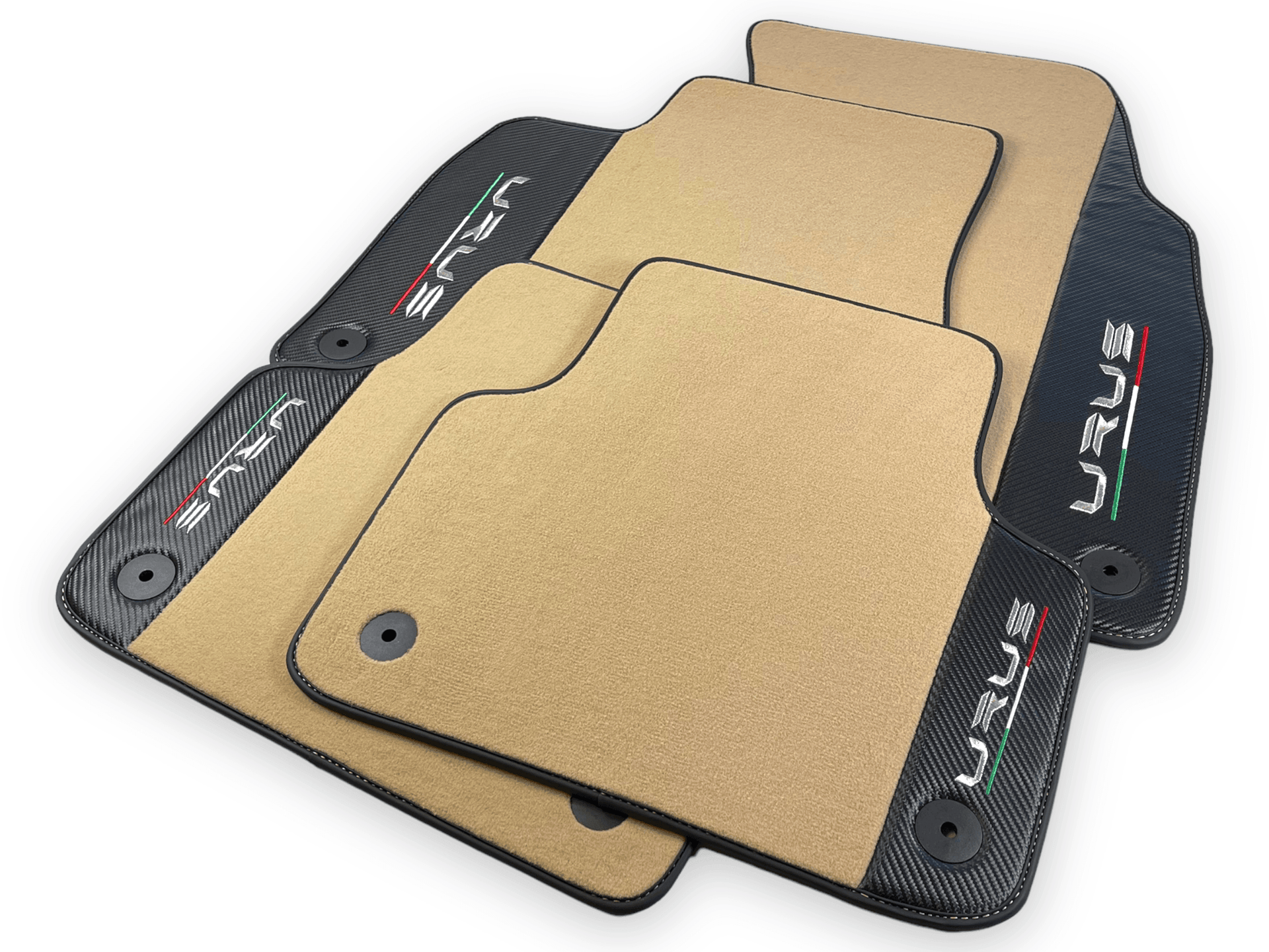 Beige Floor Mats For Lamborghini Urus With Carbon Leather - AutoWin
