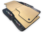 Beige Floor Mats For Lamborghini Urus With Carbon Leather - AutoWin