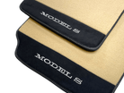Beige Floor Mats For Tesla Model S With Alcantara Leather - AutoWin