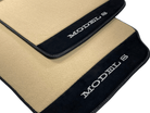 Beige Floor Mats For Tesla Model S With Alcantara Leather - AutoWin
