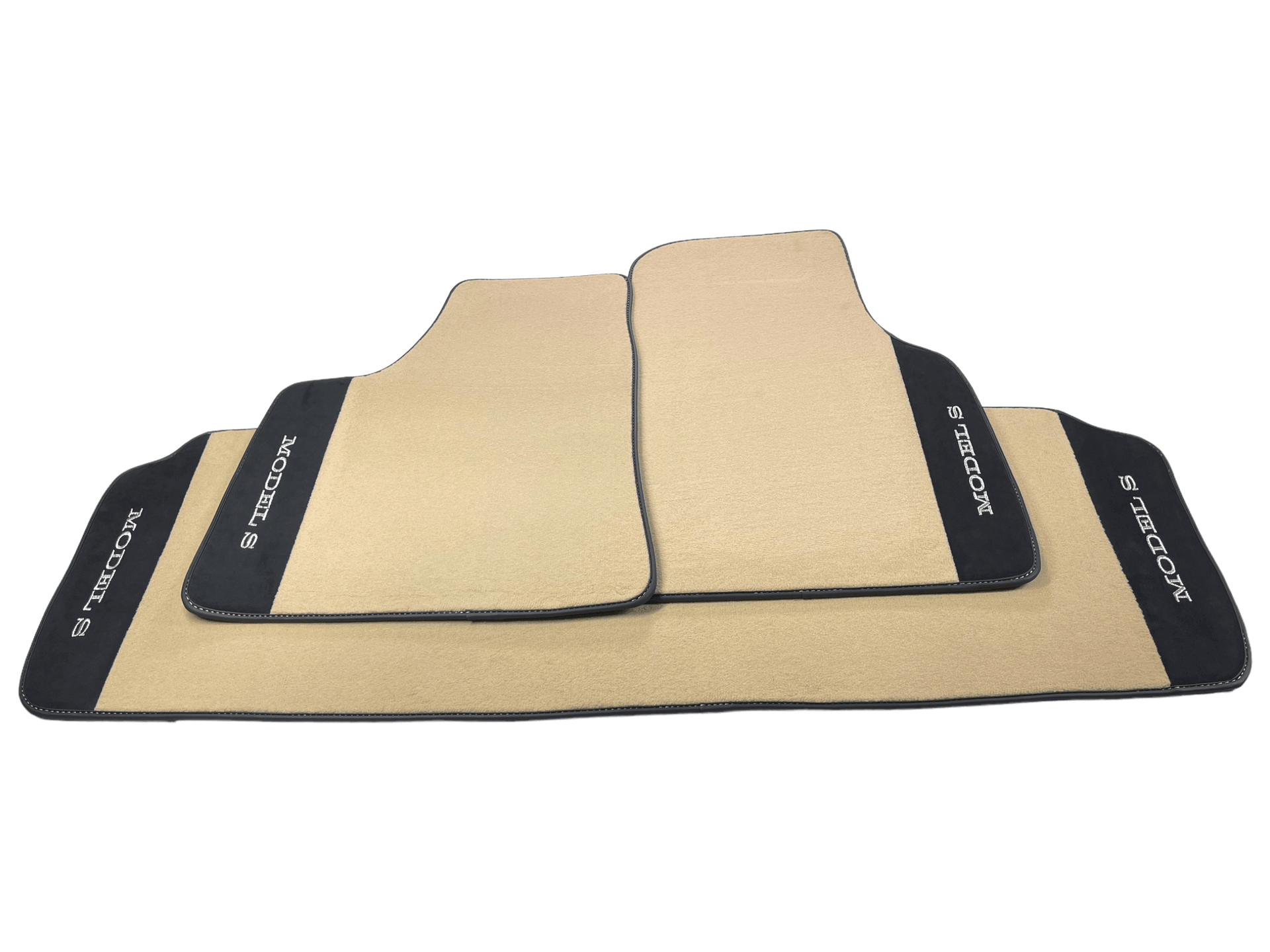 Beige Floor Mats For Tesla Model S With Alcantara Leather - AutoWin