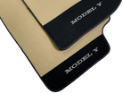 Beige Floor Mats For Tesla Model Y With Alcantara Leather - AutoWin