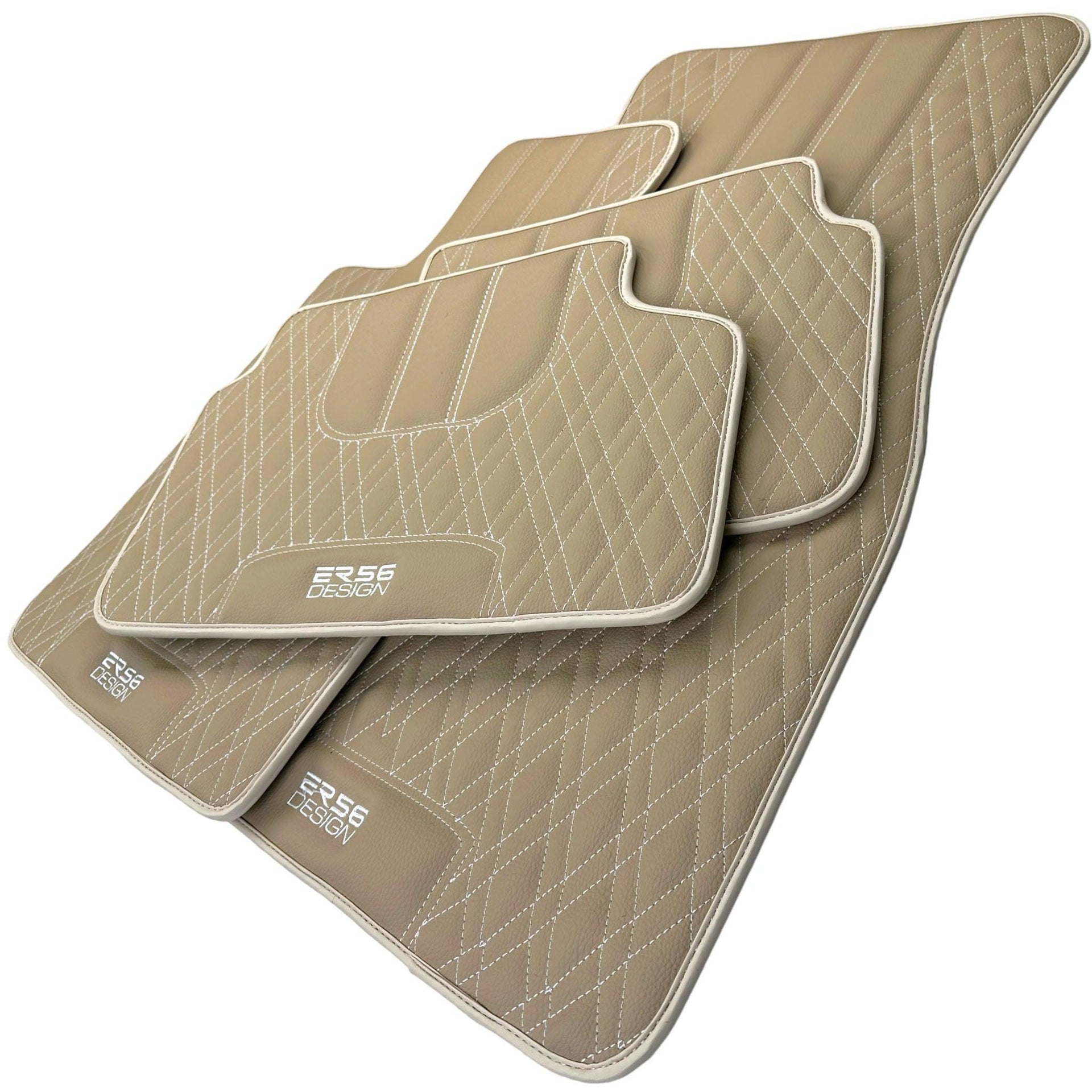 Beige Leather Floor Mats For BMW X5M F95 SUV - AutoWin