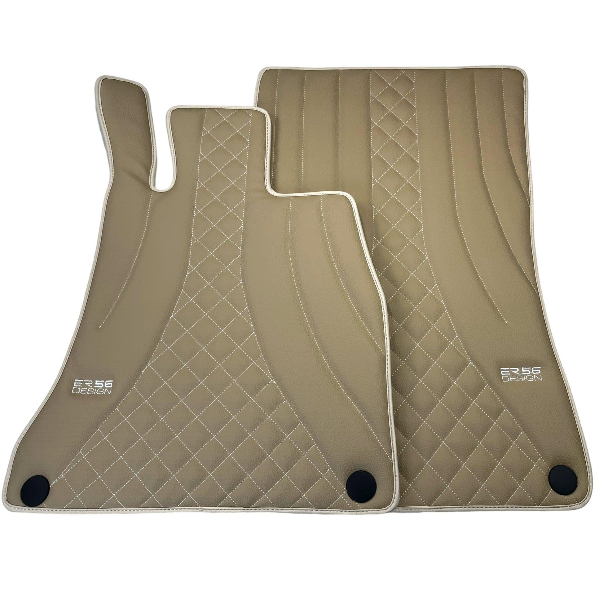 Beige Leather Floor Mats For Mercedes Benz S-Class C126 Coupe (1981-1991) | ER56 Design - AutoWin