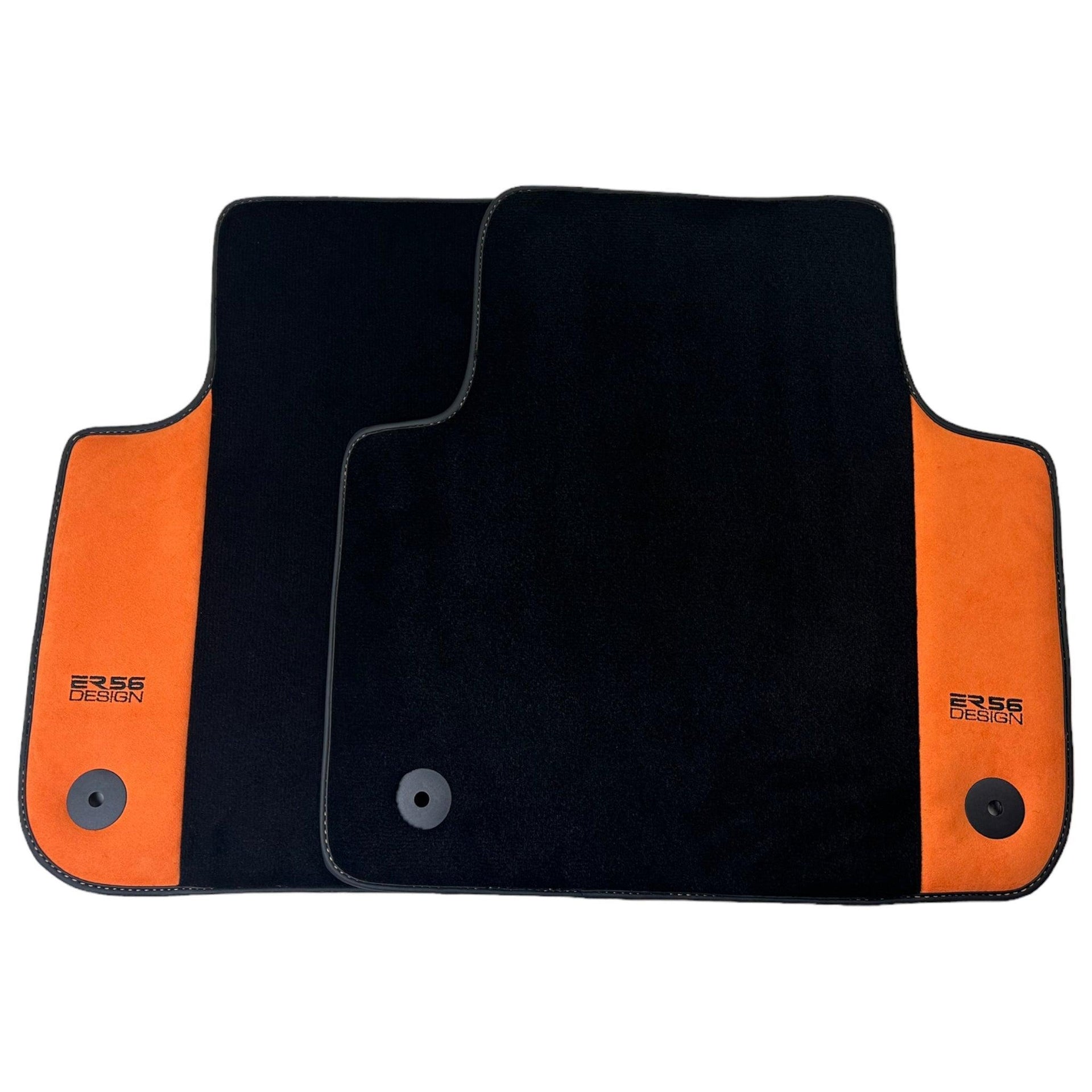 Black Floor Mats for Audi A3 2004-2012 5-door Sportback With Orange Alcantara | ER56 Design - AutoWin