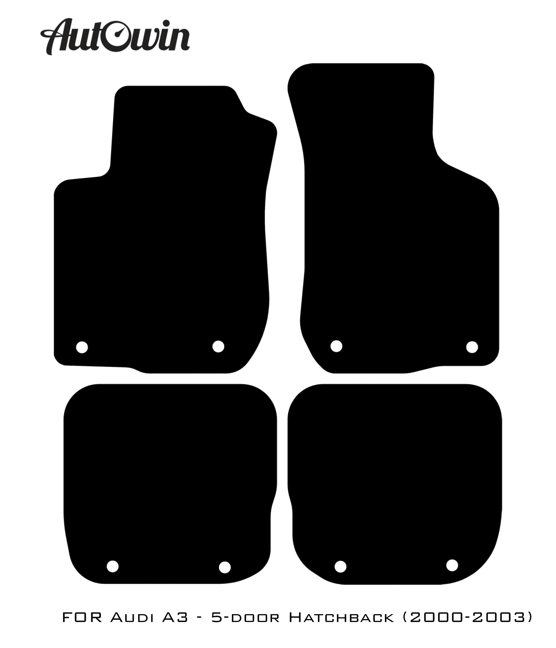 Black Floor Mats for Audi A3 - 5-door Hatchback (2000-2003) | No Steps - AutoWin