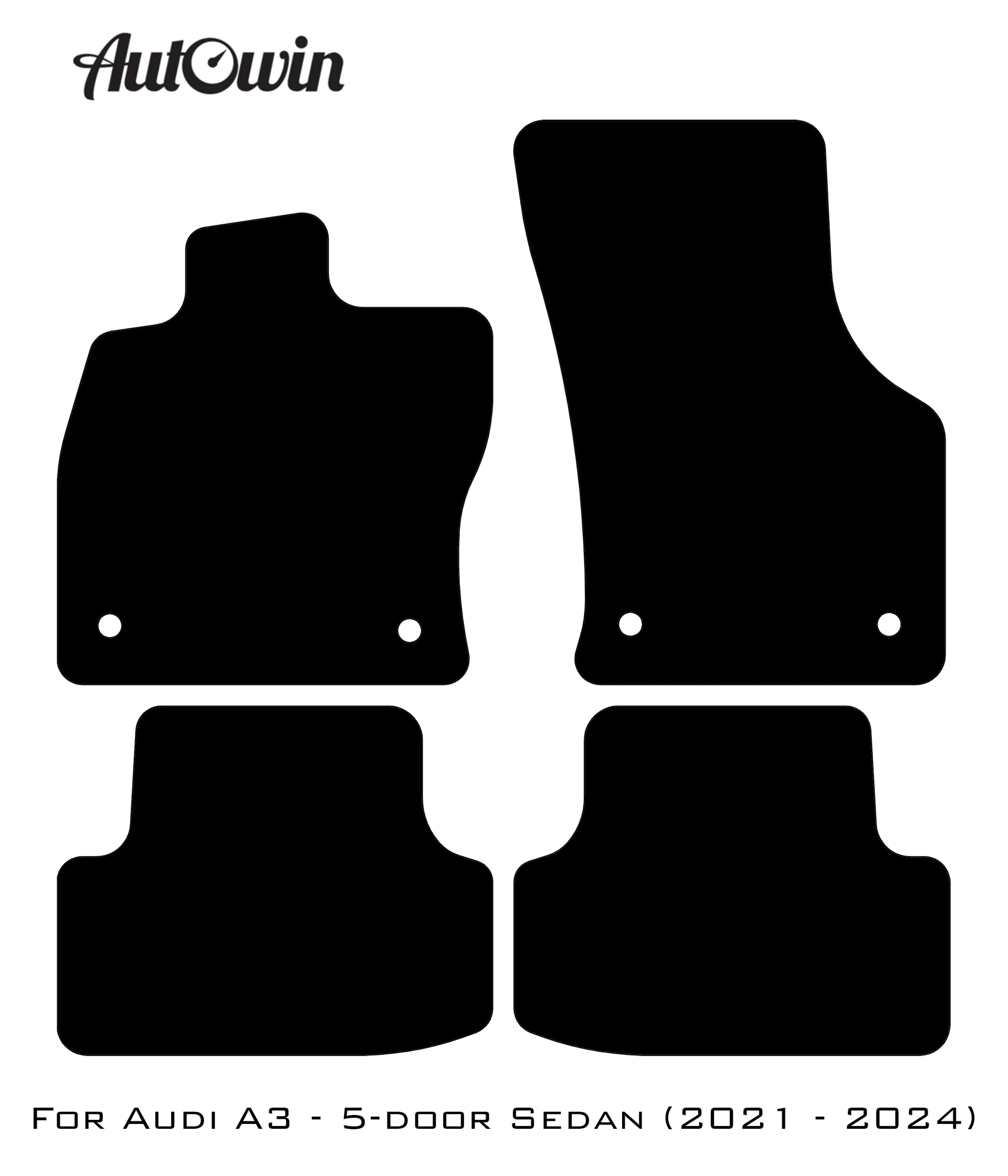 Black Floor Mats for Audi A3 - 5-door Sedan (2021 - 2024) | Fighter Jet Edition - AutoWin