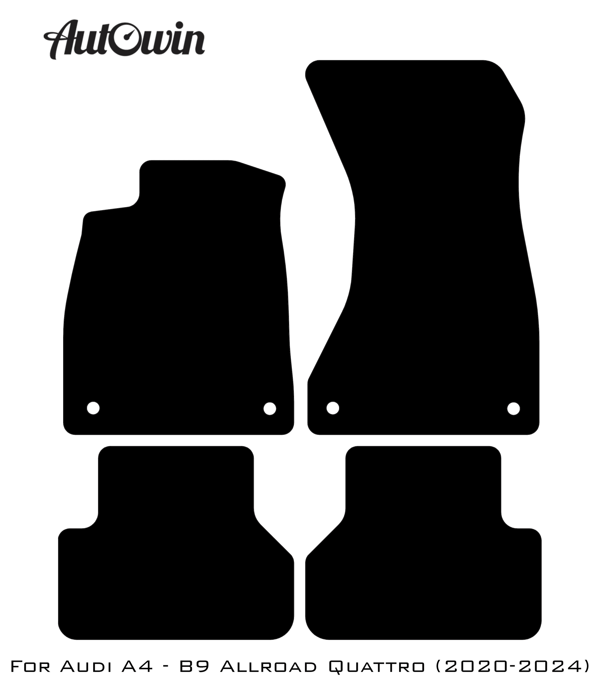 Black Floor Mats for Audi A4 - B9 Allroad Quattro (2020-2024) | Fighter Jet Edition - AutoWin