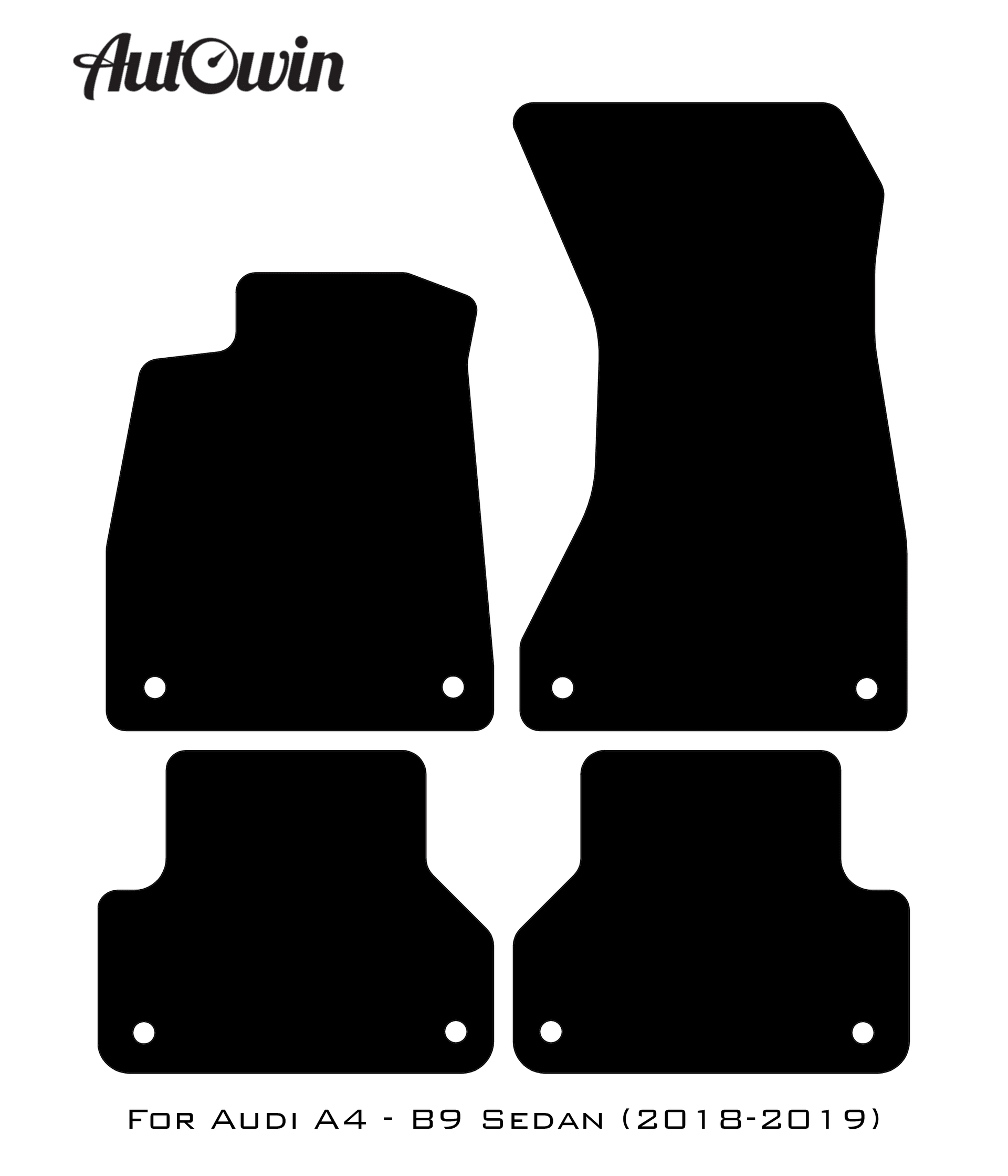 Black Floor Mats for Audi A4 - B9 Sedan (2018-2019) With Orange Alcantara | ER56 Design - AutoWin