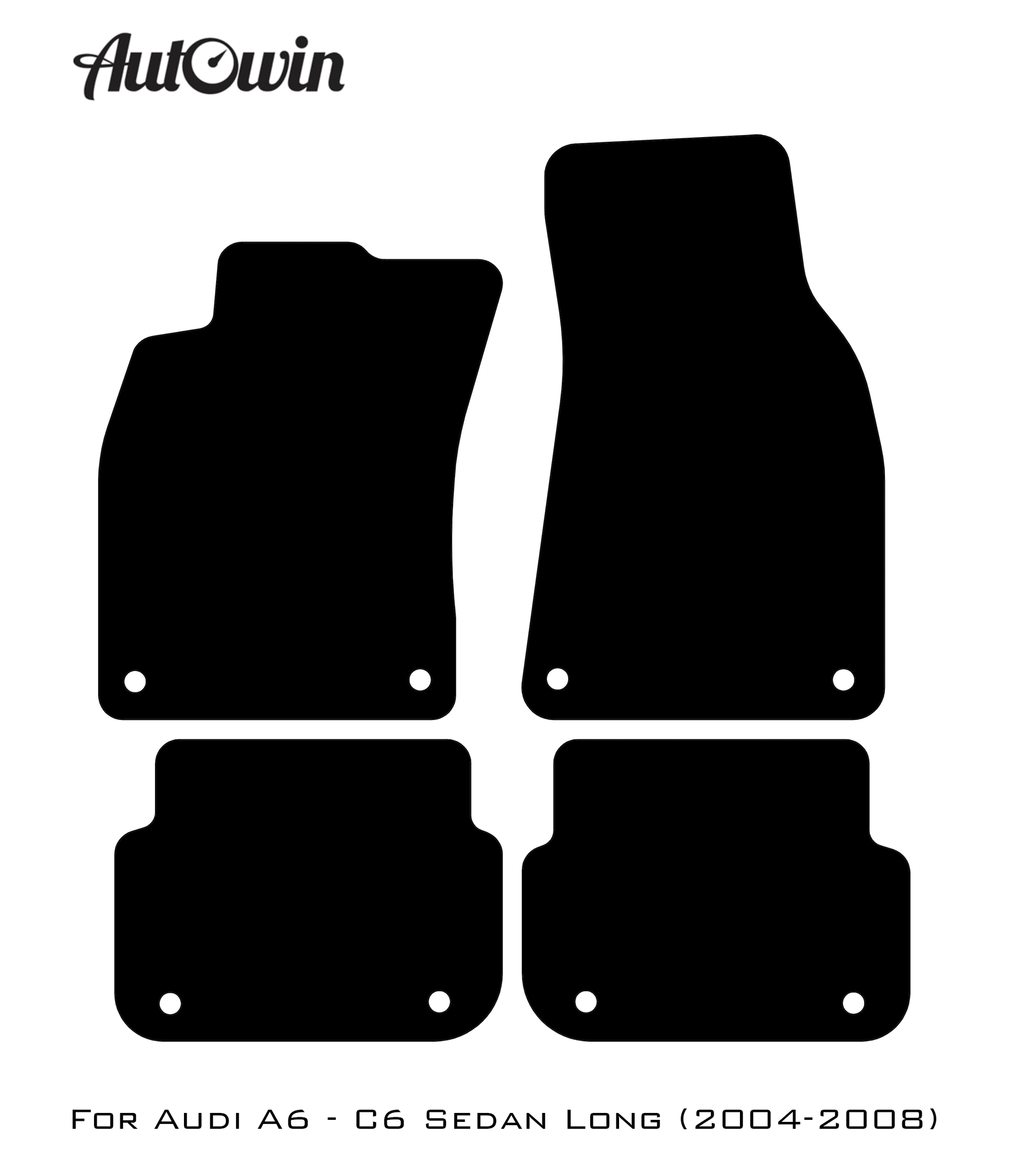 Black Floor Mats for Audi A6 - C6 Sedan Long (2004-2008) | No Steps - AutoWin